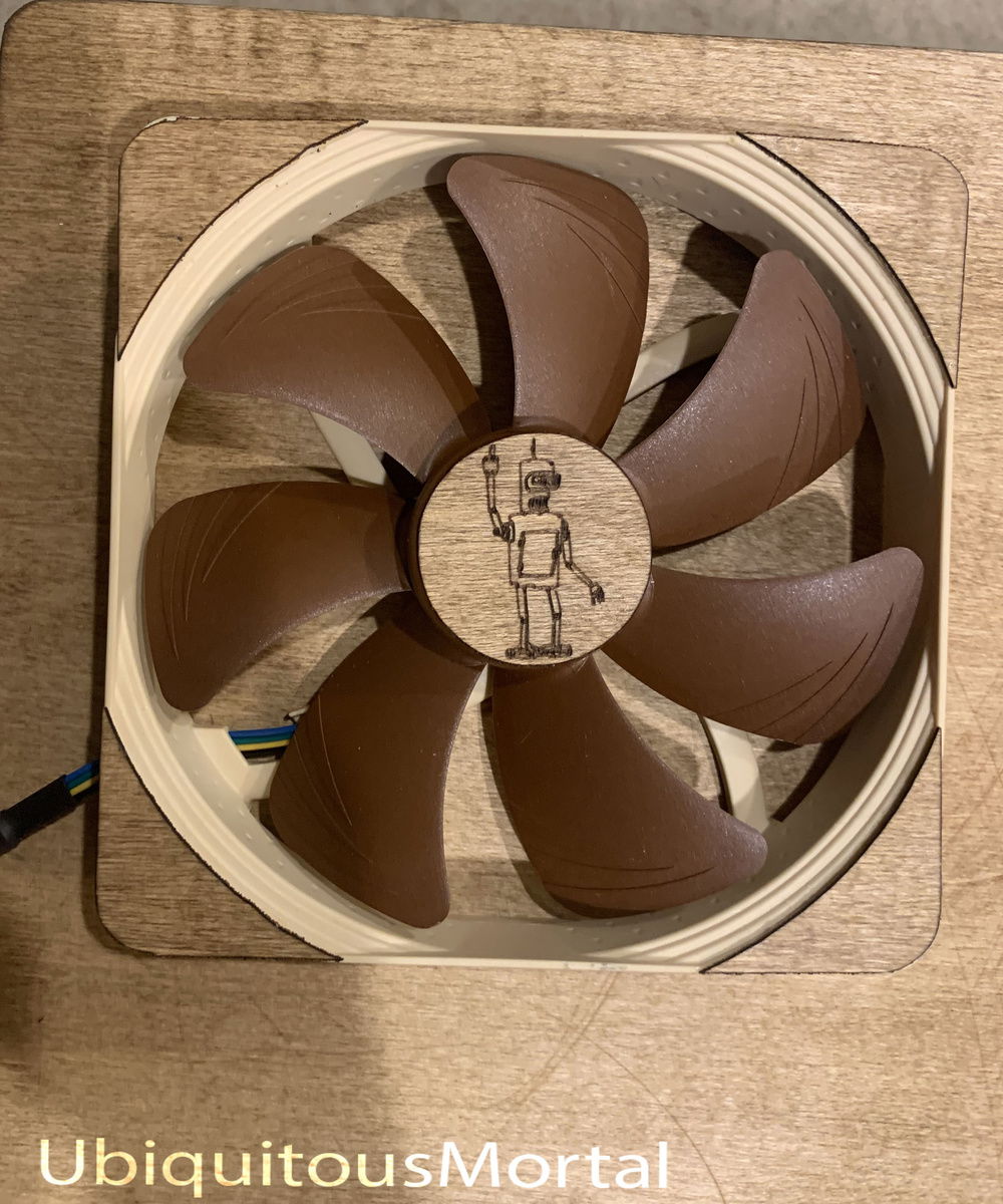 This is a still shot from Bender in the Futurama Episode "Obsoletely Fabulous" and its on my 140mm case fan