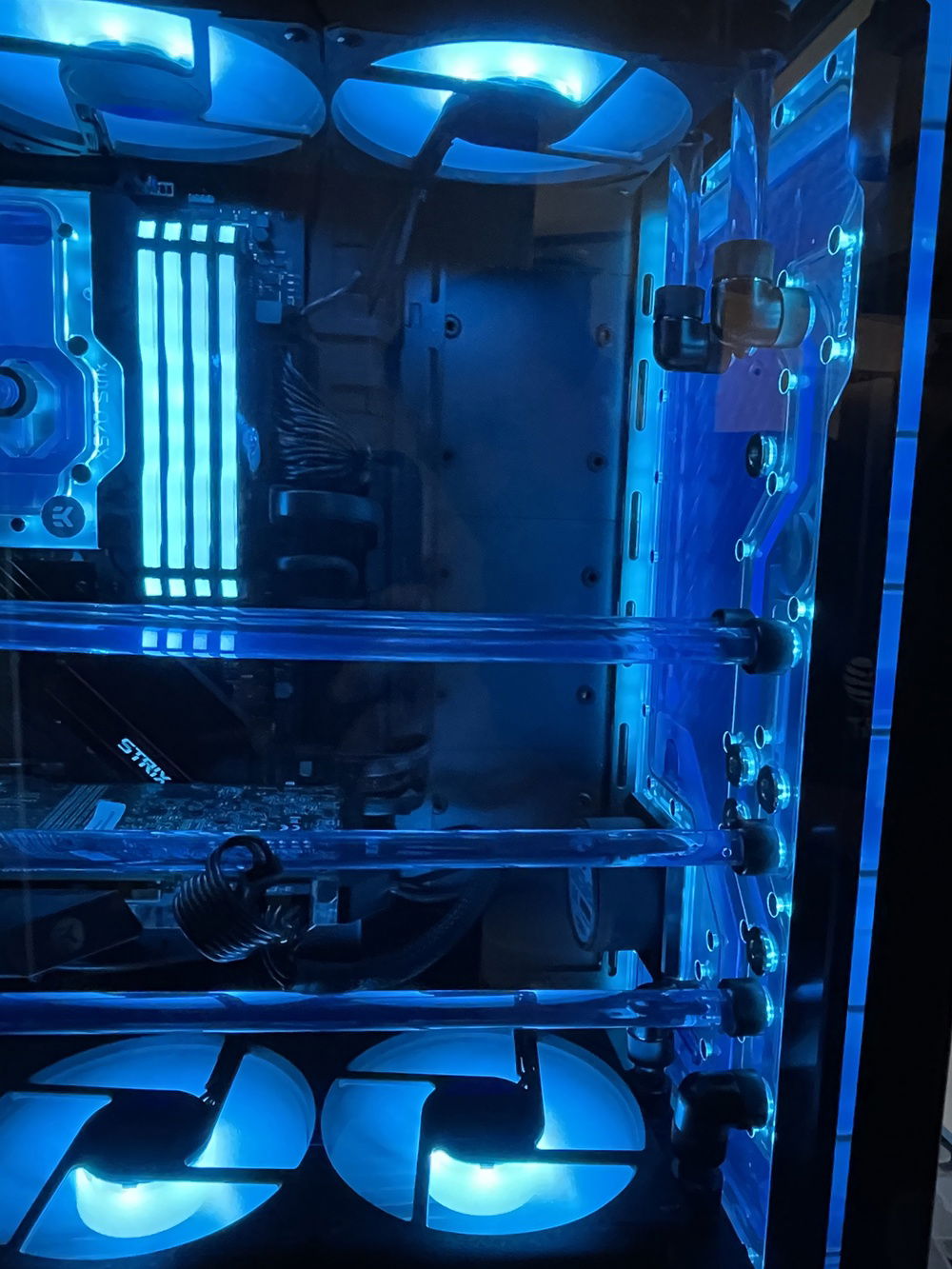 Inside of the EKWB distribution block.