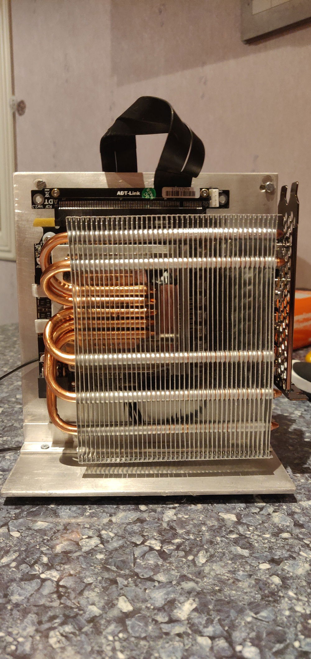 Graphics side, gotta cut a hole for that riser