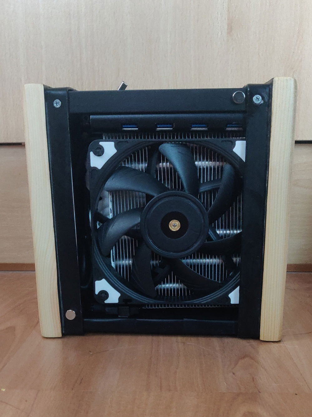 Add the front panel, screw frames together, also glue some magnets for side panels (magnets inside the ones outside are to hold them)