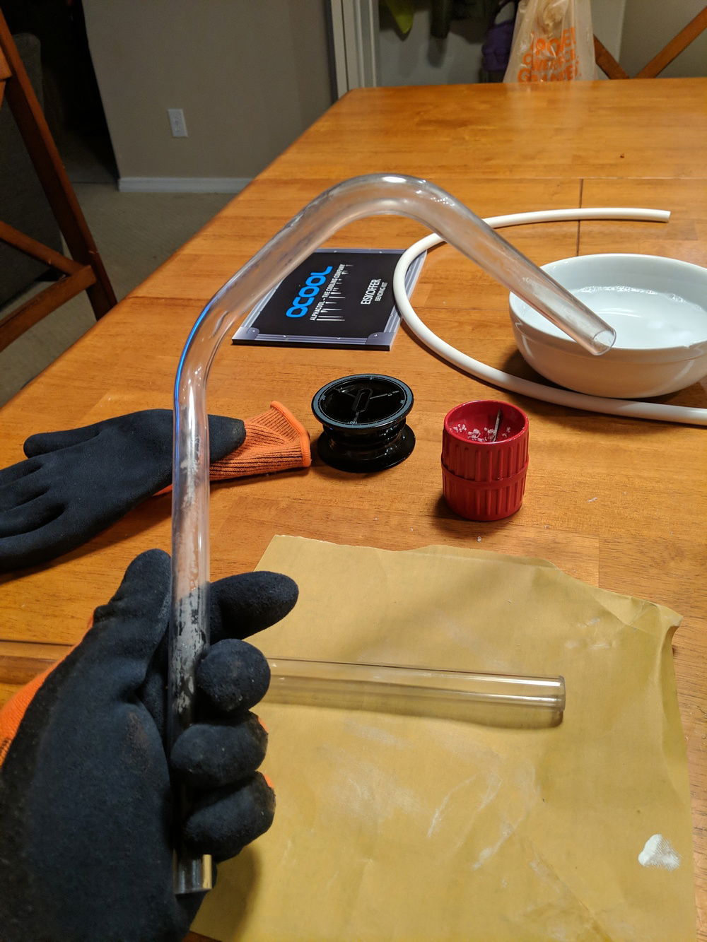 First bend. . .I had to get rid of that chamfer tool.  I have a drill bit one now that works WAY better.