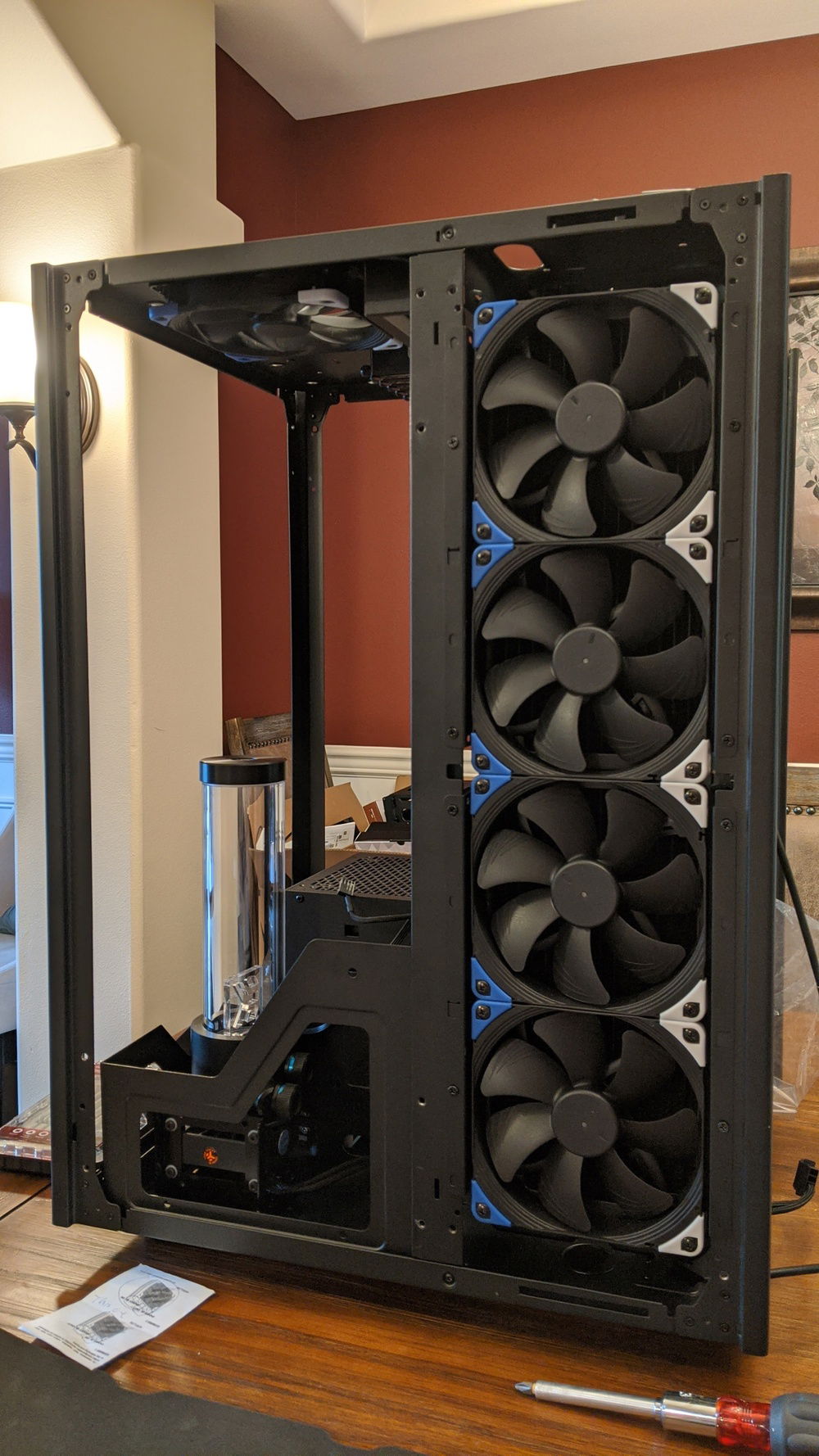 4x140 noctua PWM fan test fit on rad side.