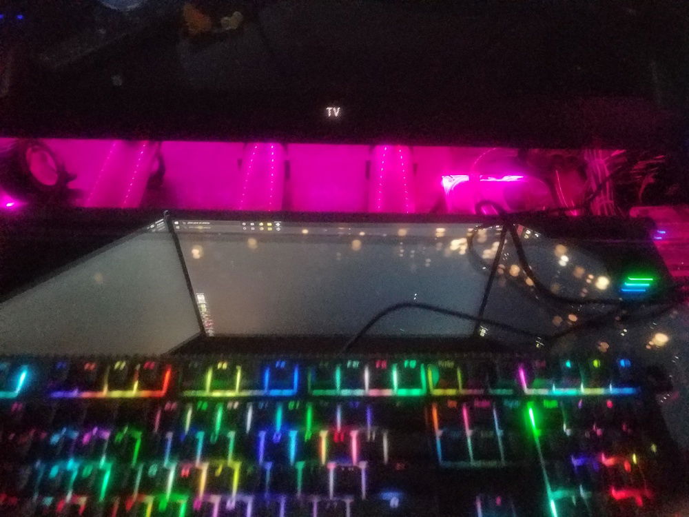 Color changes.  Pink was a bit bright, but, anything other then "white" was giving off some serious glare on the camera.  Might have to do with the lighting, or, the glass refraction.