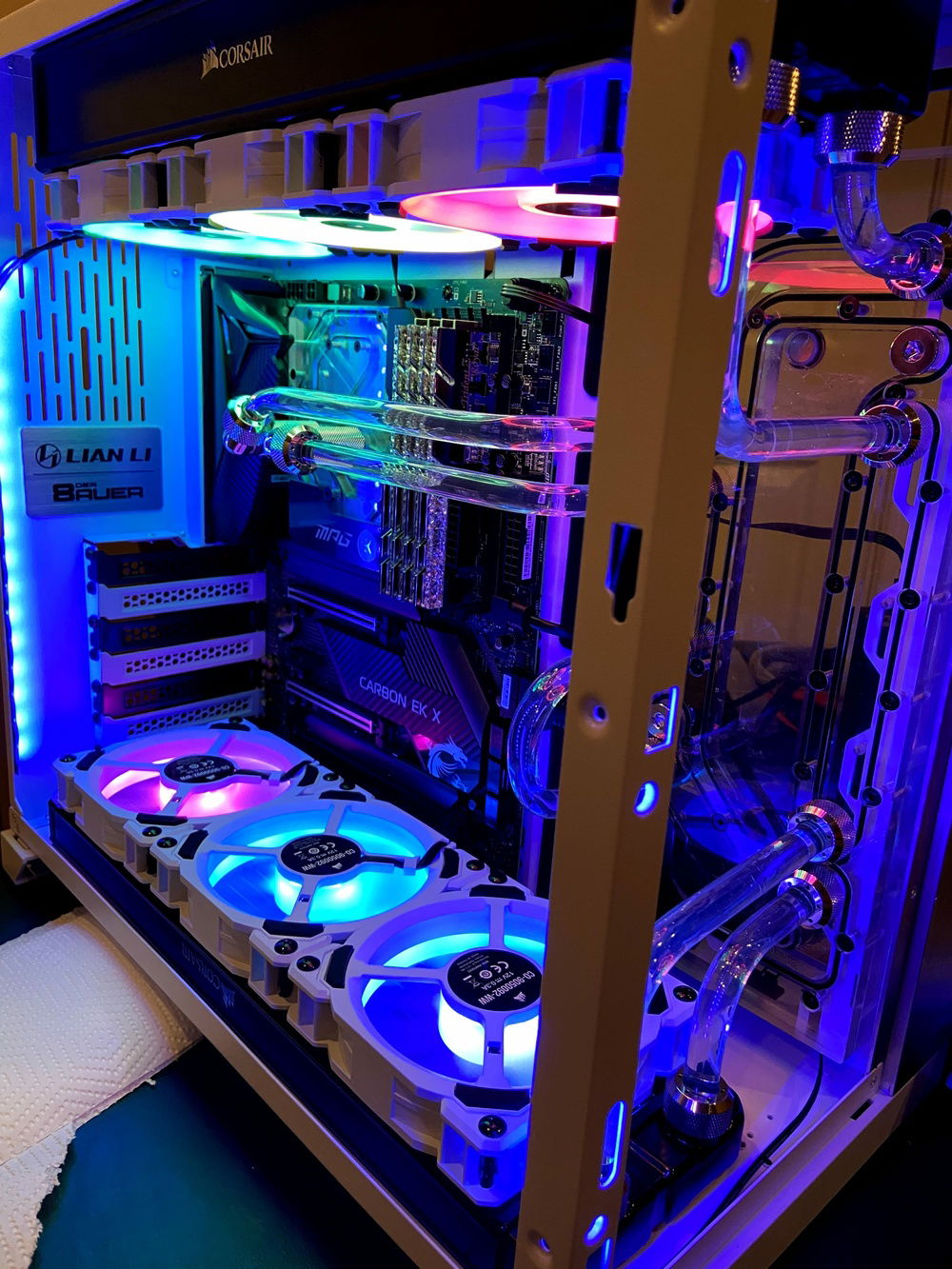 First power up. Default lights, no GPU.