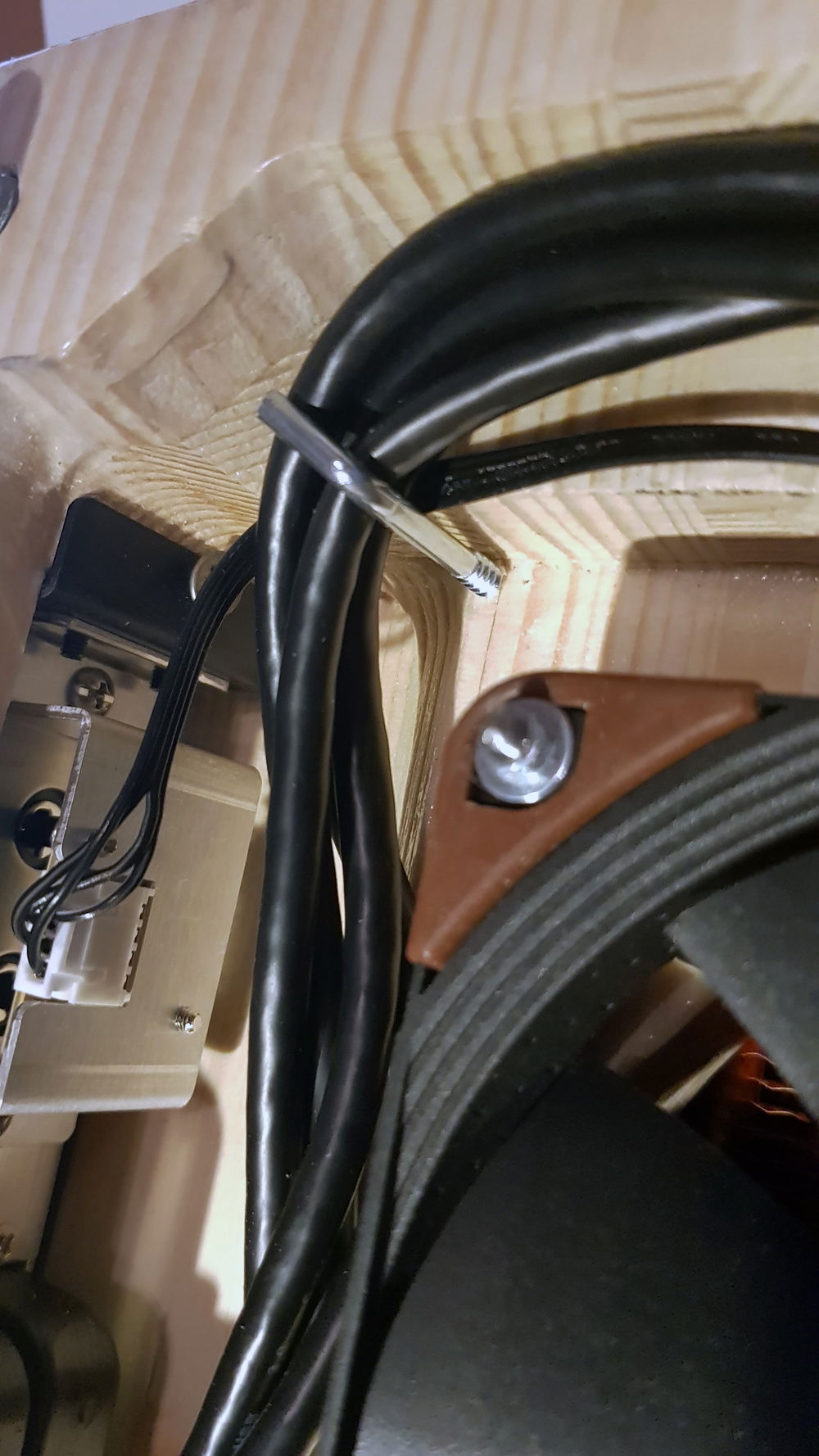I used wood screws for cable management