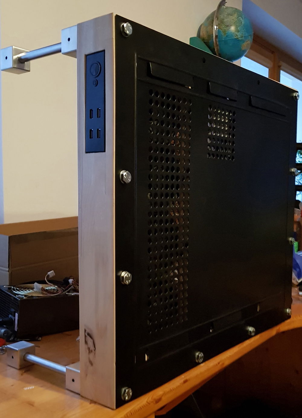 Painted black and mounted