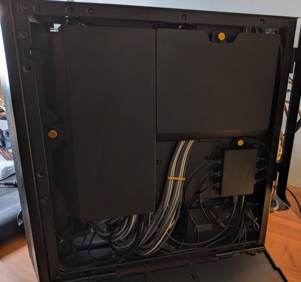 Backside with PSU door open - a bit of cable clutter