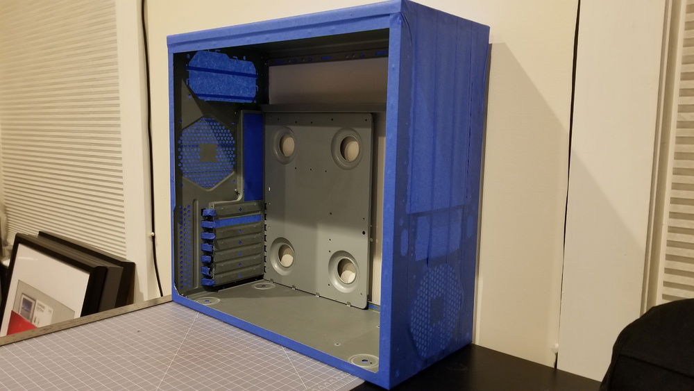 Masking the case so I can paint the interior.