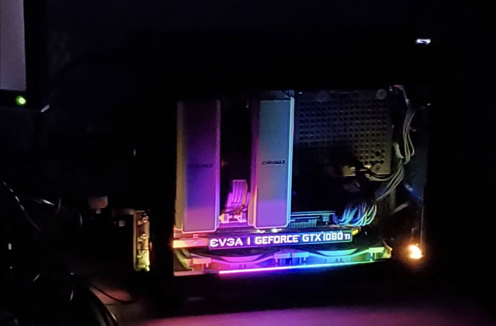 RGB effect in the dark. I should add another top strip.