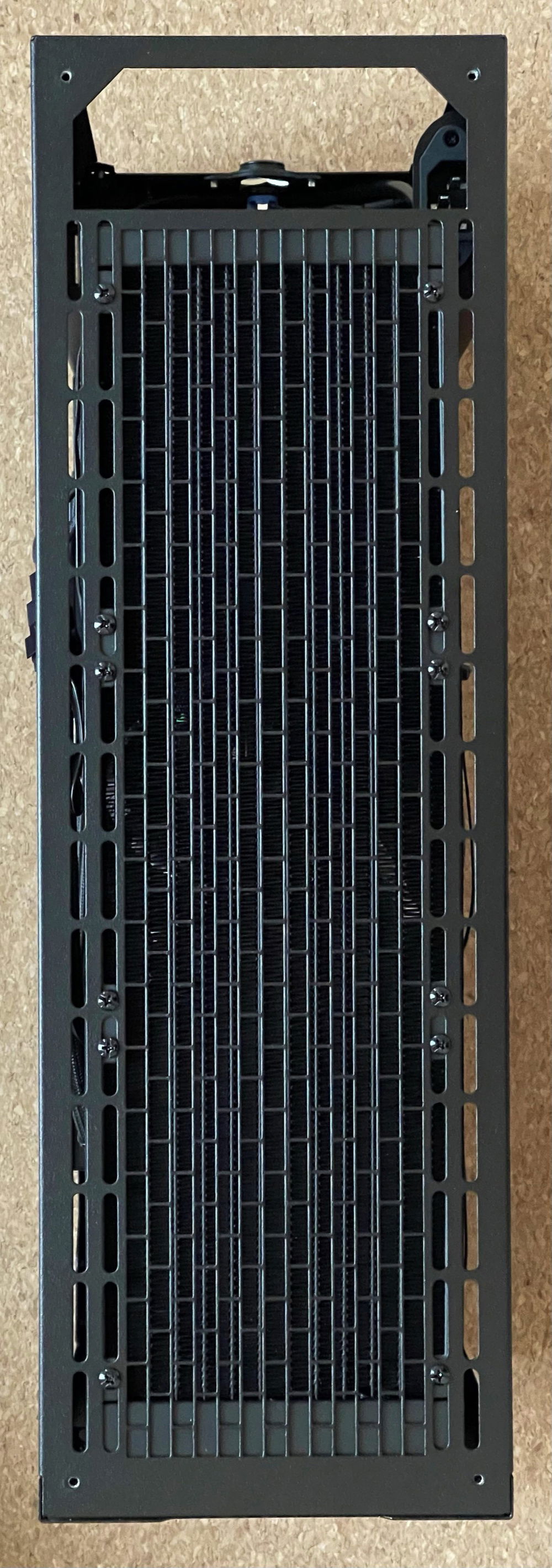 I used a 360mm AIO CPU cooler, but the SV590 can technically fit some 420mm radiators at the expense of I/O accessibility.