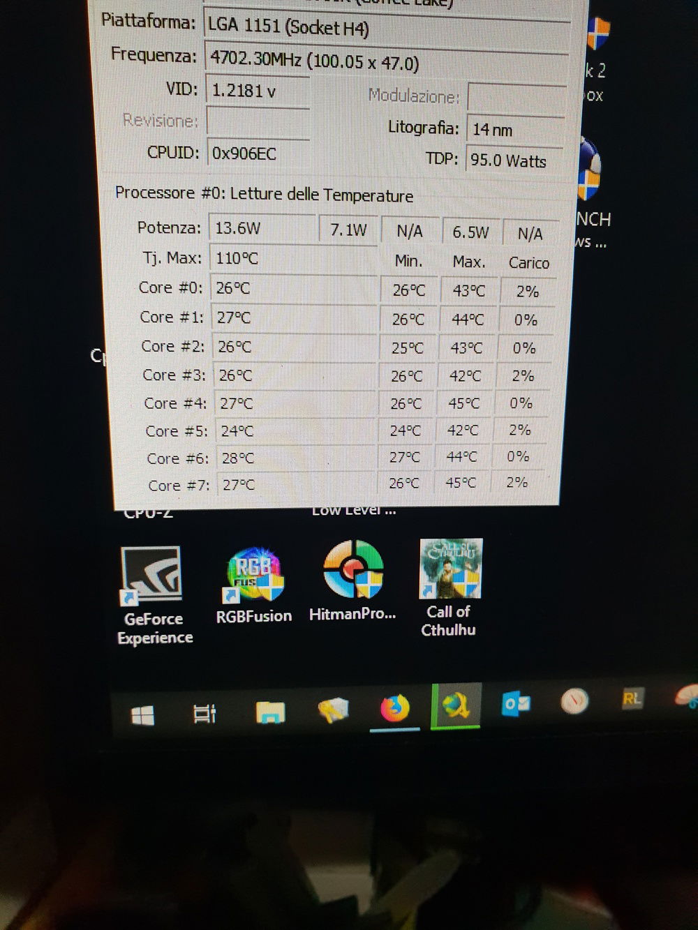 Delid i7 9700k temp