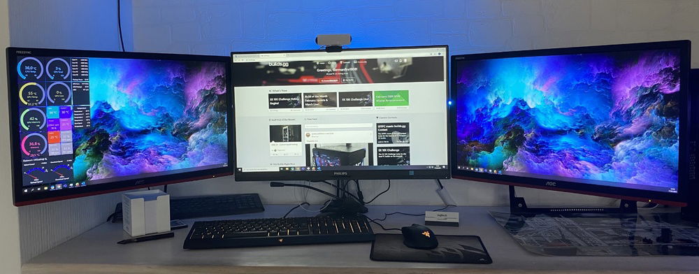 My gaming and workplace.
Cable management still in progress.