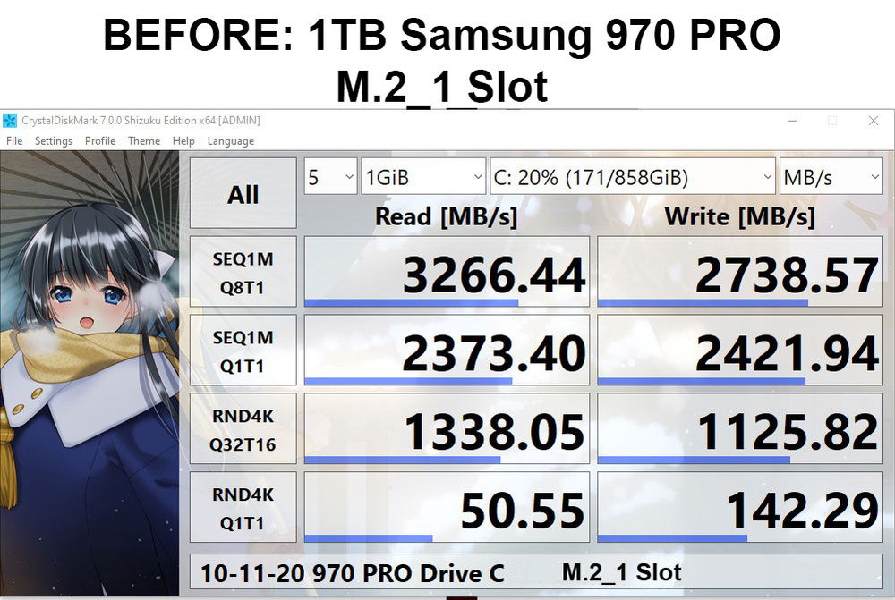 Single Samsung 970 PRO in M.2_1 Slot boot Drive C