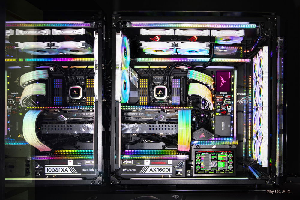 Changed out 140mm fans and added Strimer Plus Triple 8-Pin.  Did some cable management.