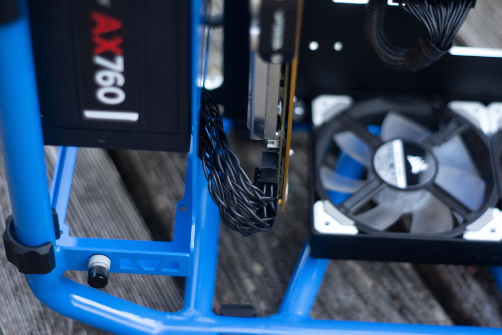 Since the GPU is so close to the PSU I braided up some custom cables.