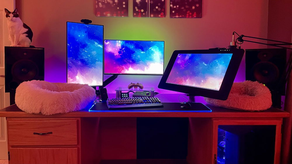 Added Steelseries Qck Prism XL. Cleaned up cables. Luna in the corner hehe.