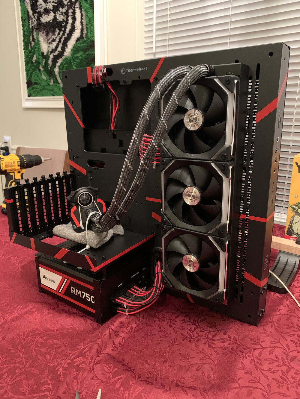 Added the red trim and took bars that hold glass on, I wanted it full open.