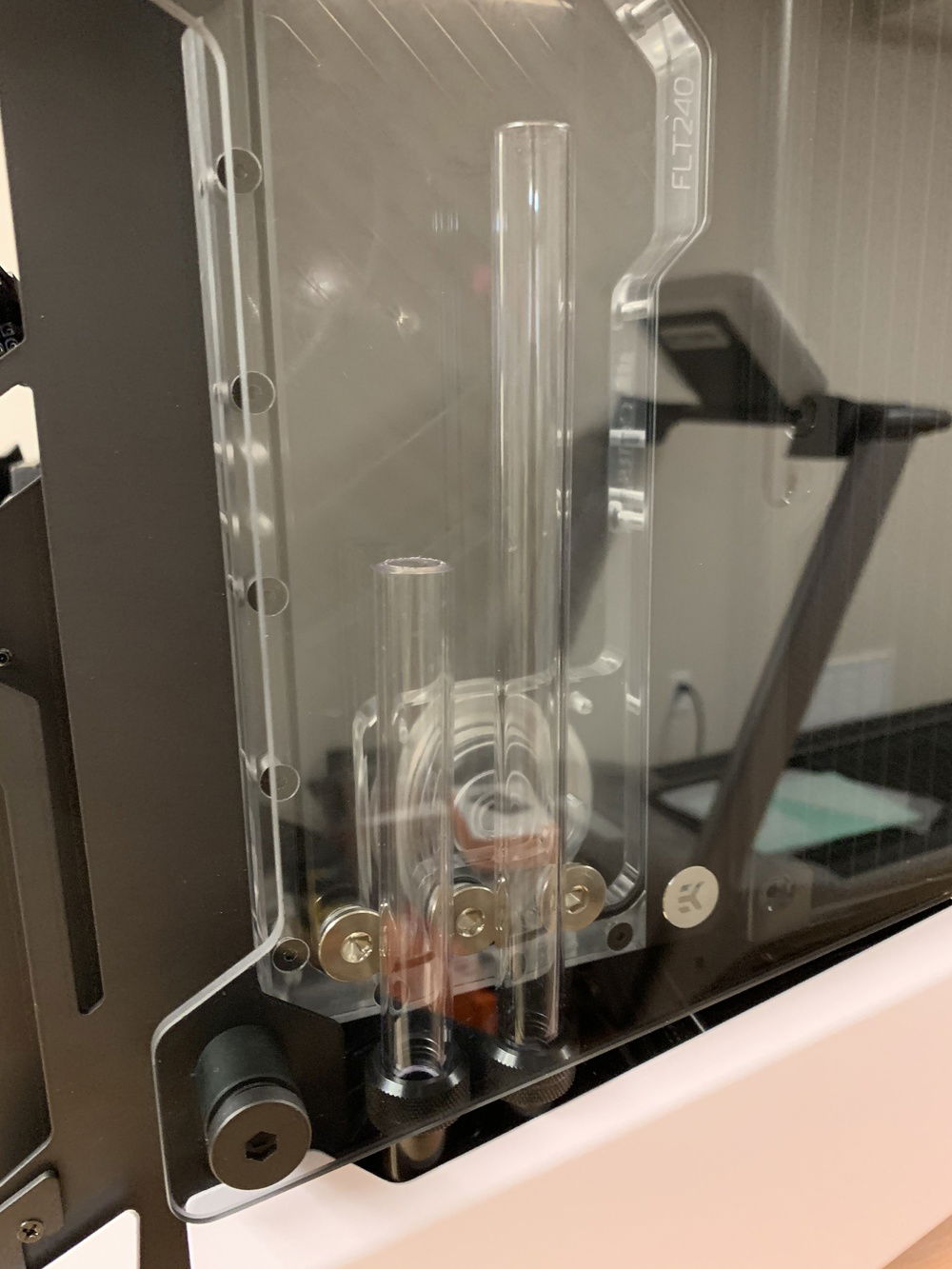 Tiiiiiggghht fit.  Intentional in this case, as I wanted some extra space behind the reservoir.   Ideally  my standoffs would have been 1/8” shorter but rubber grommets helped with the bottom panel.