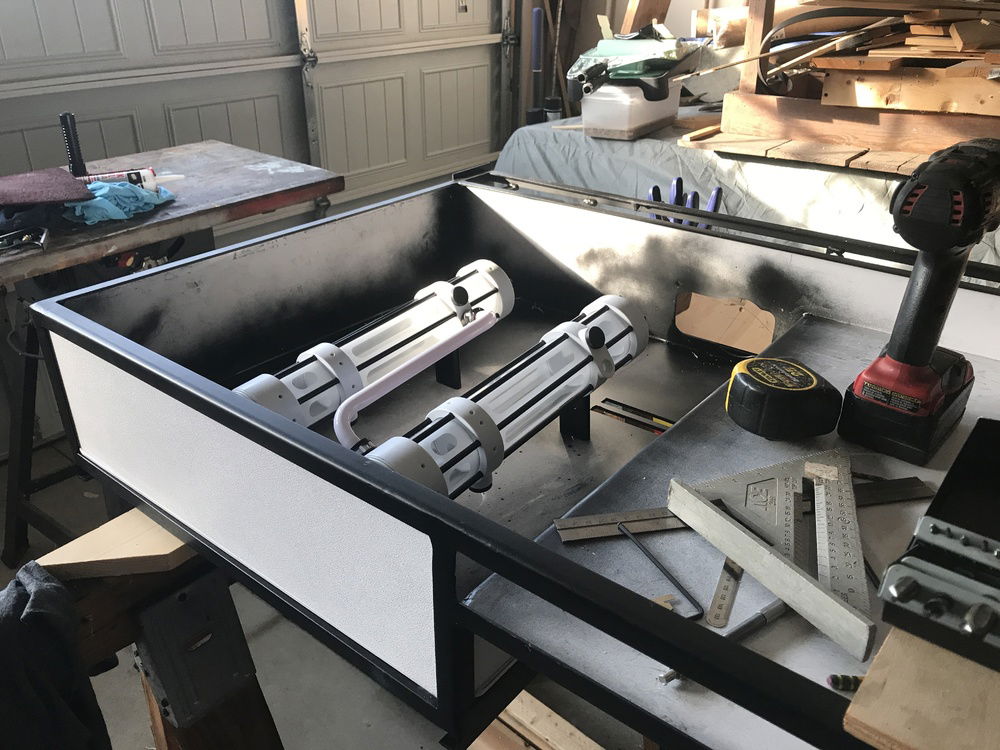 New center tubes for the RES came in and I think this will work out much better. You can see the cutout for the PSU back behind them and I've started playing with bending a little tubing.