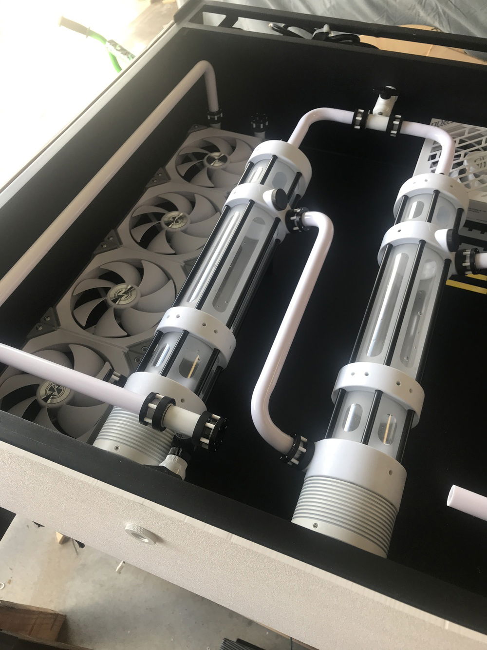 got the next tube bent and installed this morning after work. You can see the drain port at the bottom of this picture.