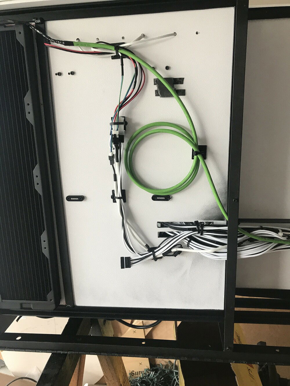 Getting all of the cables made and tidied up under the desk.