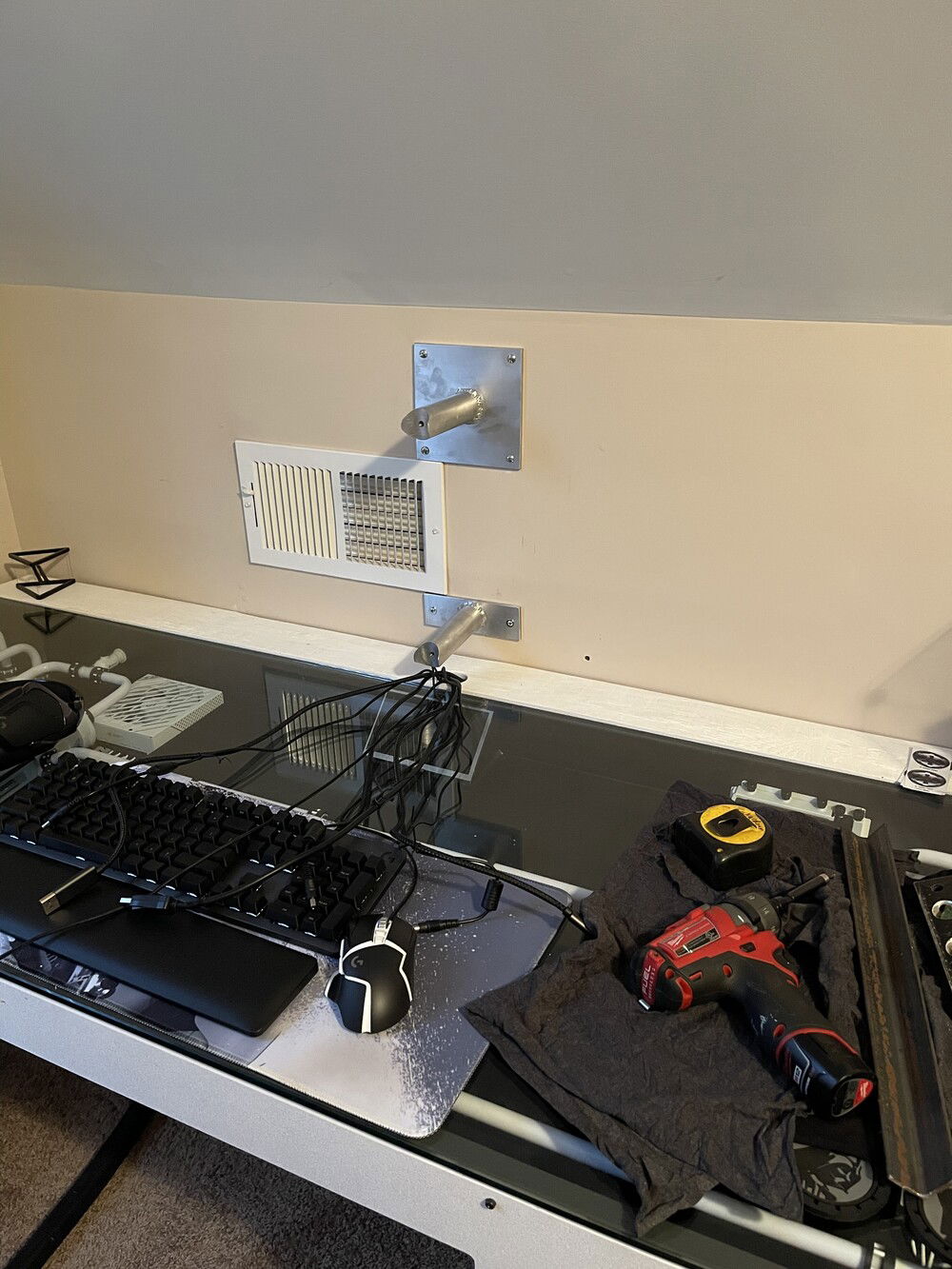 Made my brackets for the monitor wall mounts.