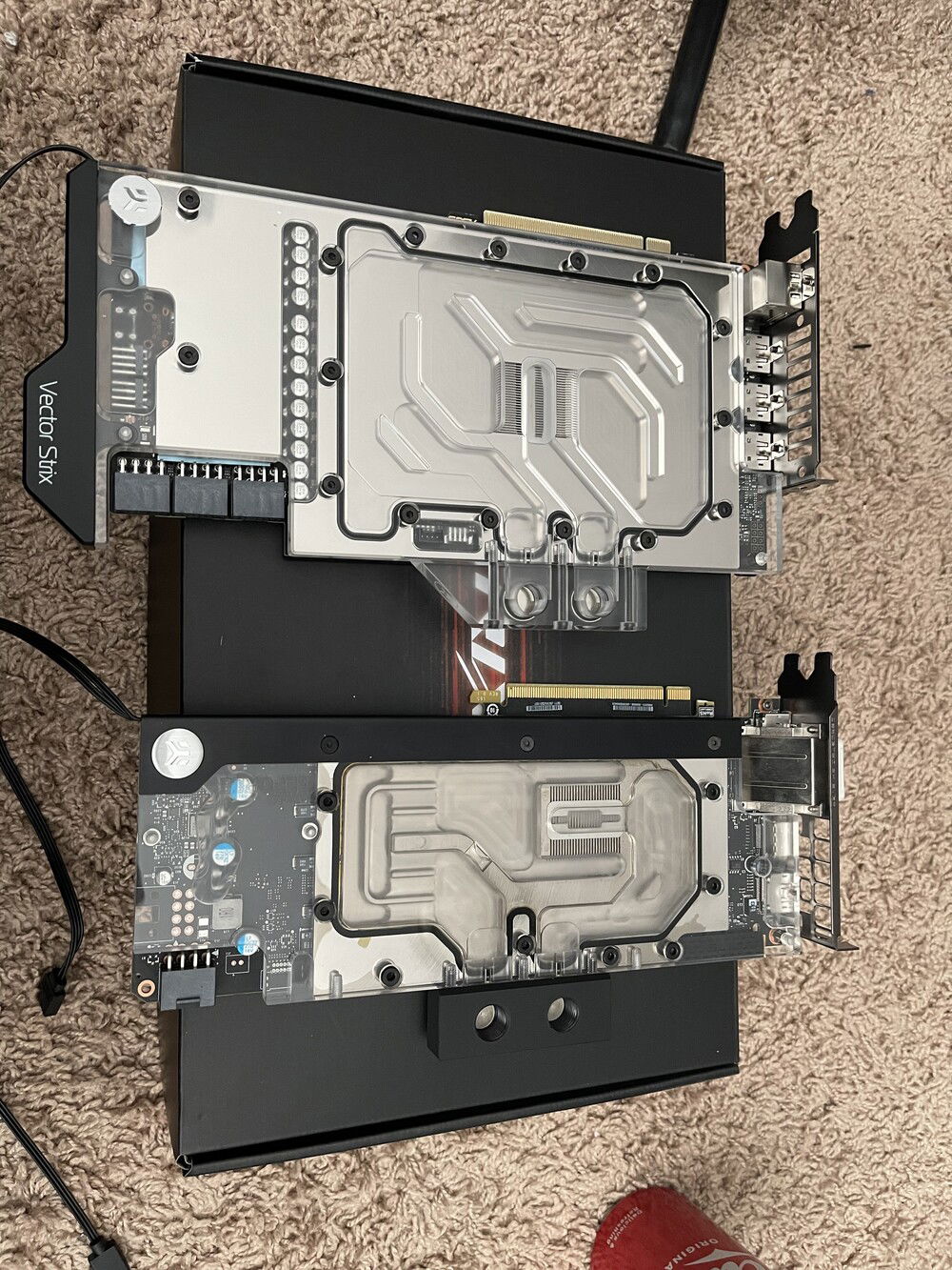 Man this Strix 3080 is a monster laying next tto the 1070ti. The block looks amazing though and am ready to get it all finished up!