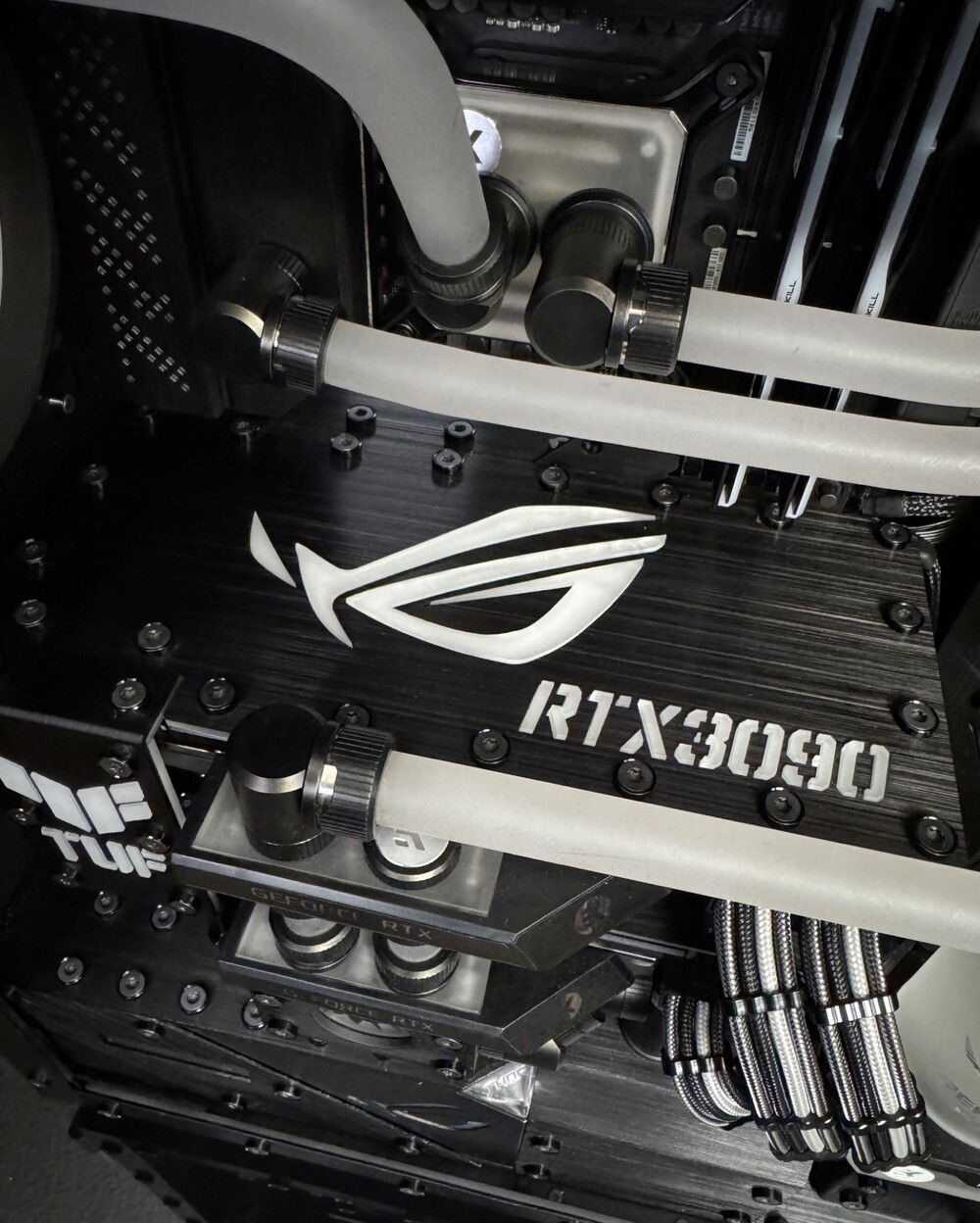 Custom made laser cut brushed anodized aluminum backplates, with illumination panel insets.