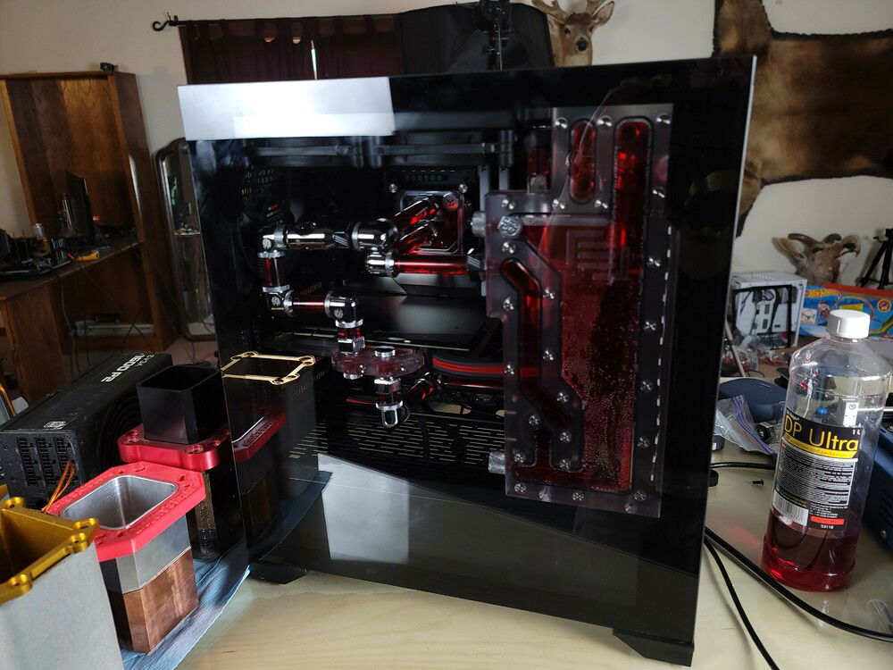 I had to move the distro a little over an inch to the left to clear the front 360 Rad. Should I have the right side of the tempered glass tinted straight down to cover up the A-RGB strip on the distro?