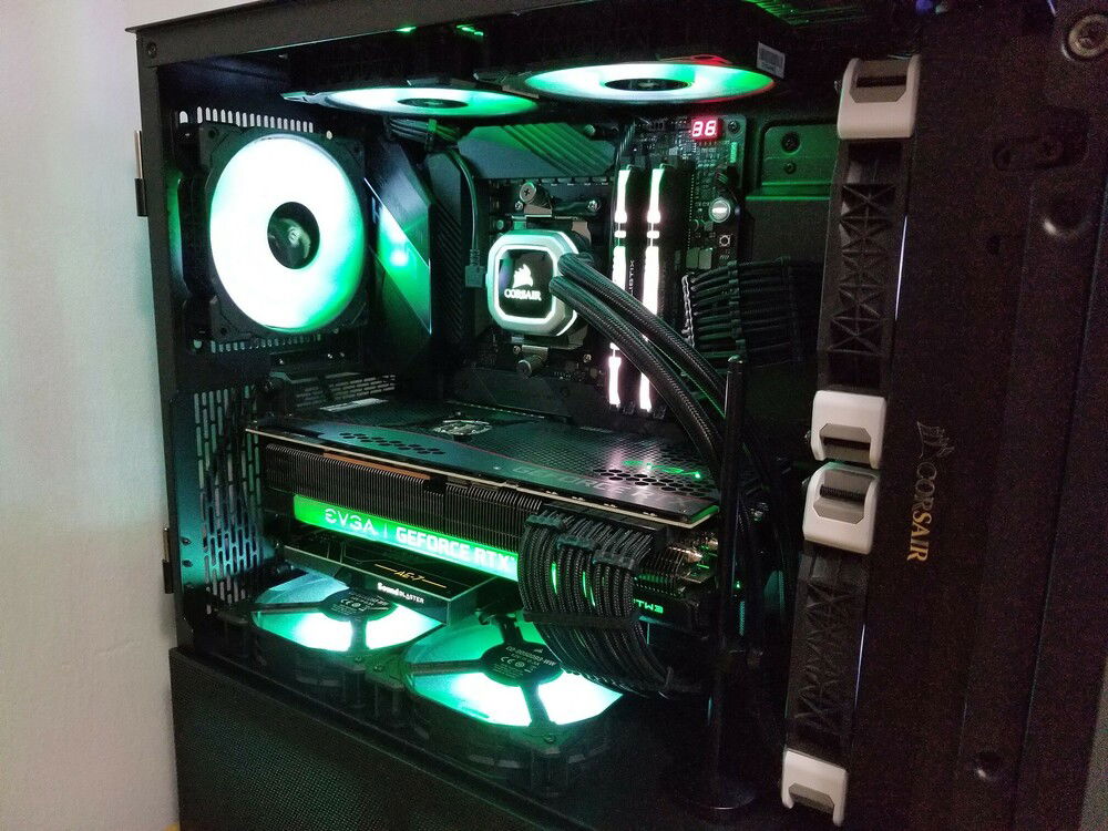 Green base lighting with white rain drop effect