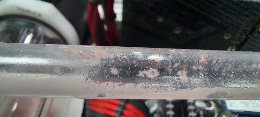 More solid pieces of pigment that settled out of the coolant.