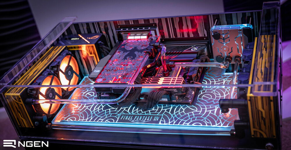 This picture shows the build in its final orientation when in the desk.