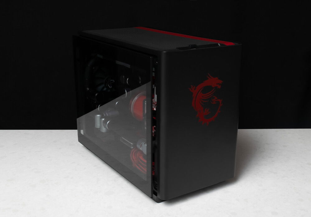 You can see the offset with the glass panel to make room for the GPU block and few fittings