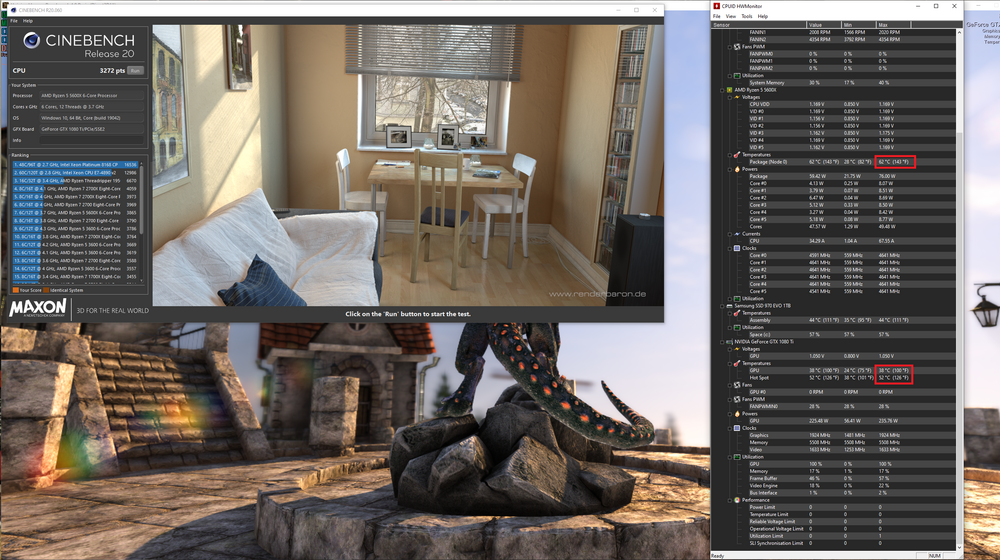After running Cinebench with Heaven 4.0 running in the background (max temps: cpu-62c gpu-38c)