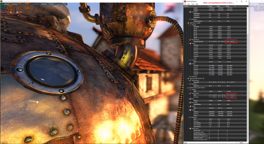 After running Heaven 4.0 for 1 hr straight: (max temps: cpu-74c gpu-57c)