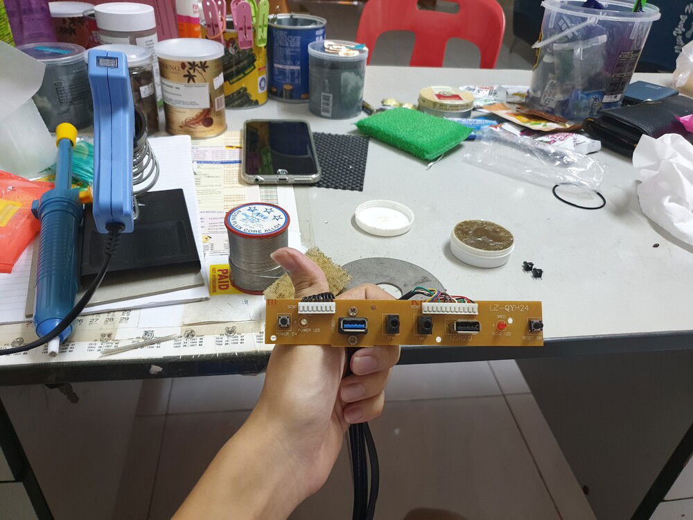 New button slap on, clean up the mess and done