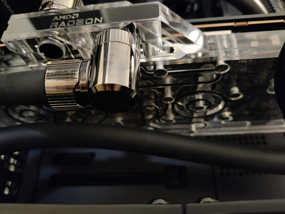 EKWB black nickel 90 degree fittings.