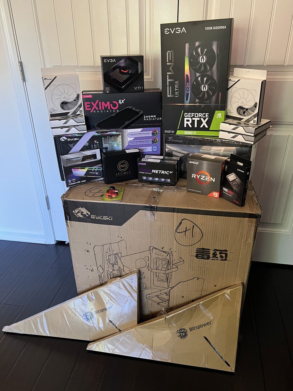 All components onsite except GPU Waterblock and Motherboard which are due next week and next month respectively