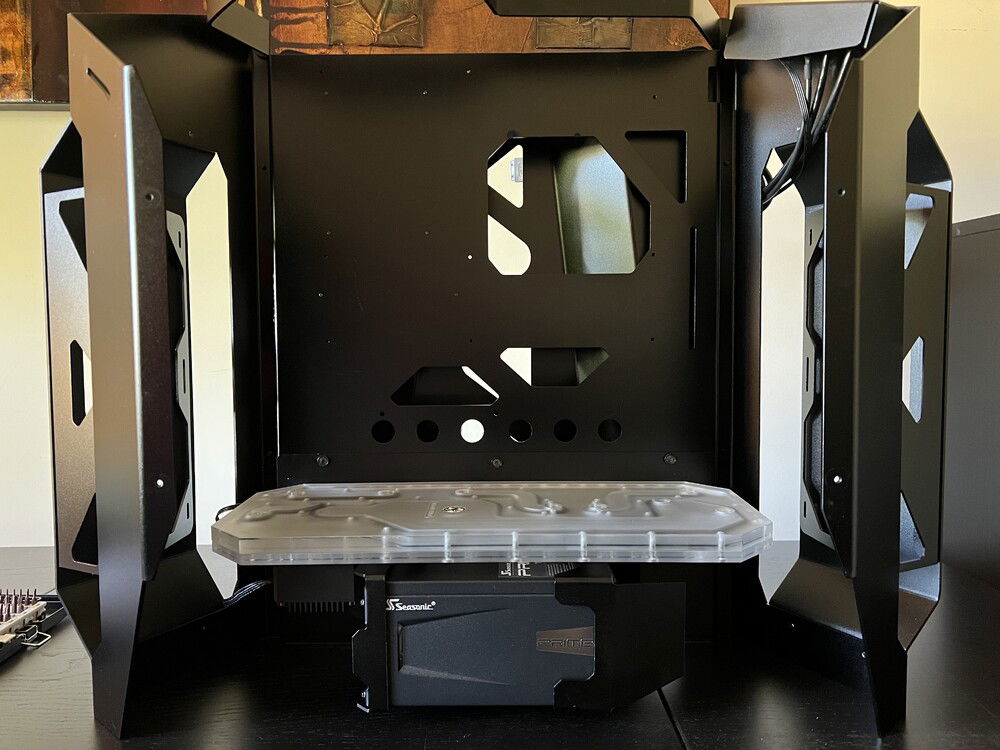 Bykski Poison Mod case after test fit of Bykski distribution plate/pump and Seasonic PSU. Its a very tight fit!