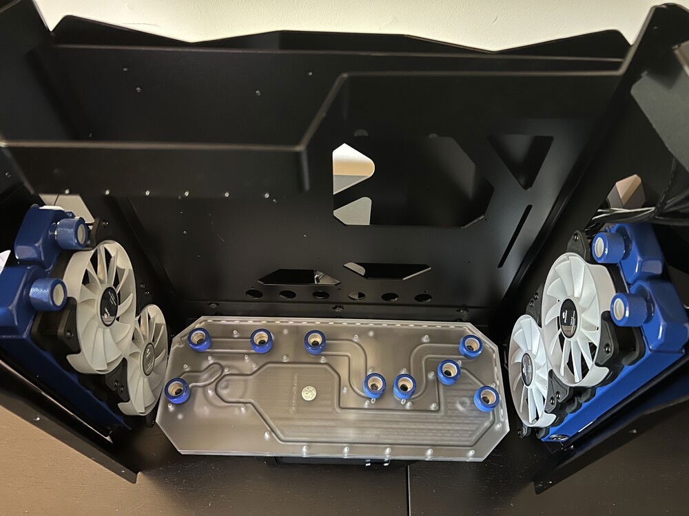 Radiators, fans and fittings have been placed on distribution plate