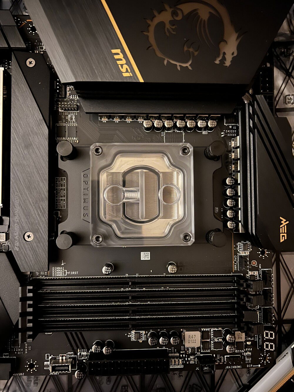 Optimus PC CPU waterblock installed