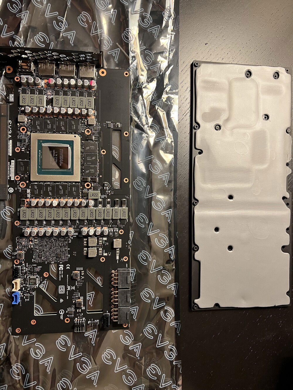 Video card torn down with Optimus backplate ready for install