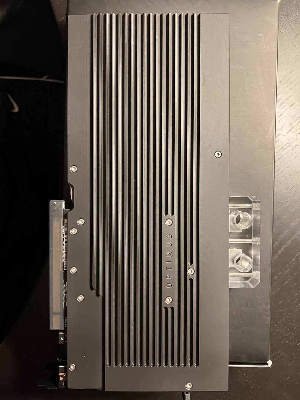 Back shot of video card after water-block install is complete