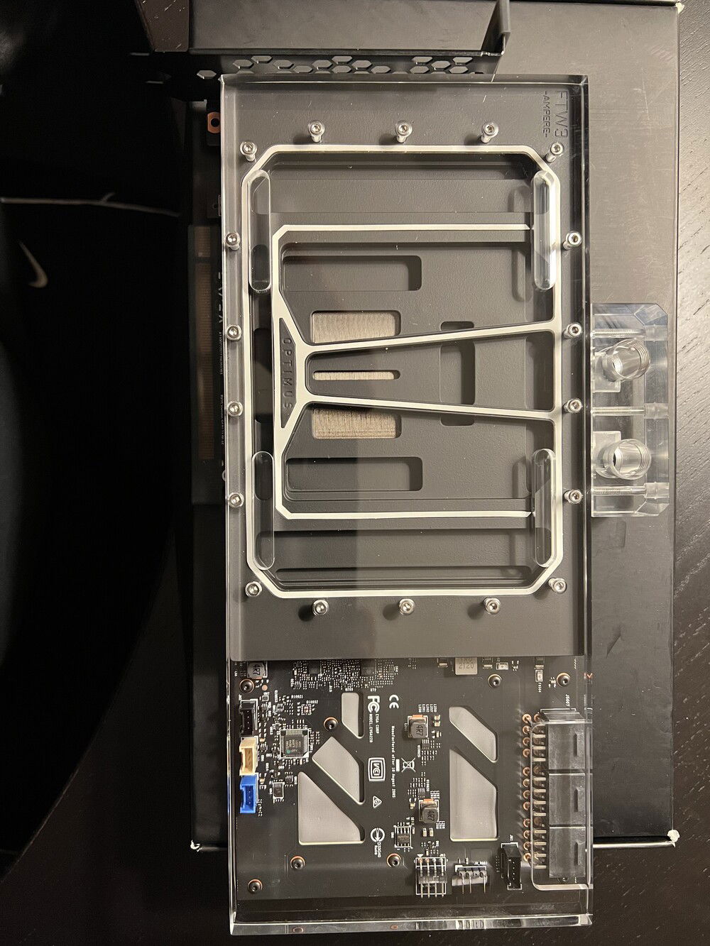 Front shot of video card after water-block install is complete
