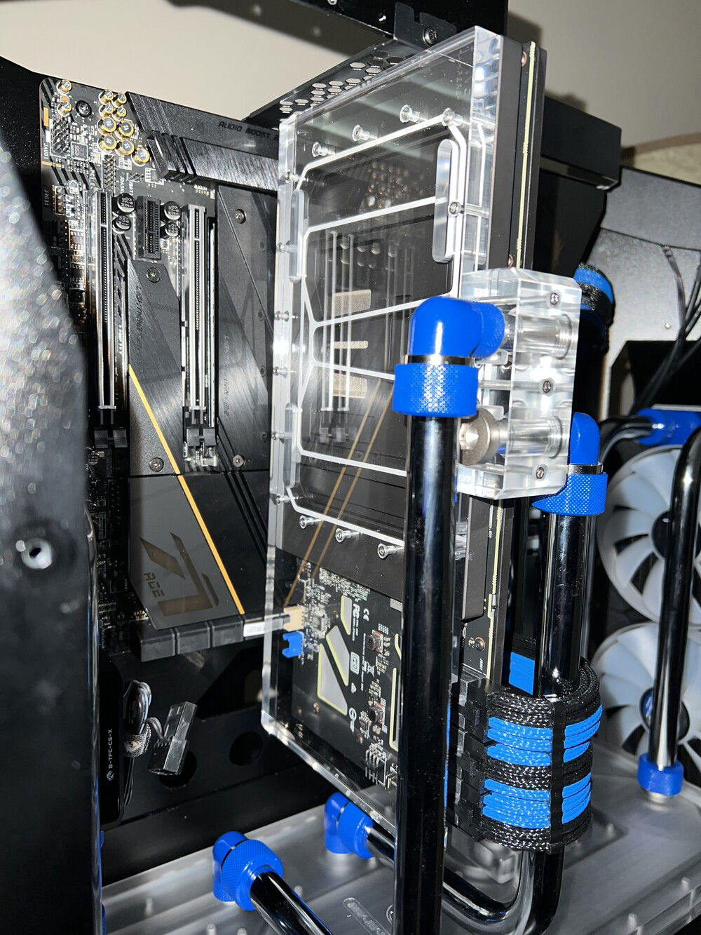 Front shot of video card after piping completed