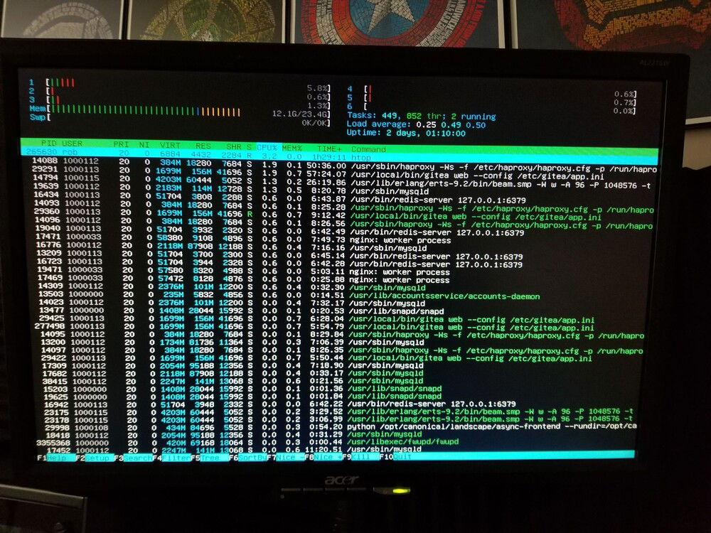 FX-6300 Container Server / htop monitoring