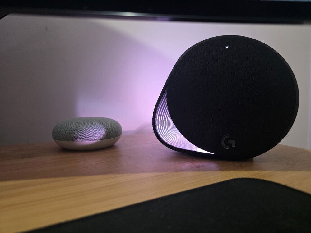 G560 speakers provide good thumpyness for when there's more than one of us in the room, and they provide screen synced bias lighting out to the side of the monitor. The sound is good enough to really fill the room, but I'd always like a bit more treble to balance out all that bass. 95% of the time I'm wearing my headset so if this was a dealbreaker for me I'd need my head checked.

The light bulb in the room is LIFX, so I can change the light's white balance, brightness, and even colour from the PC or by yelling at the Google Home.