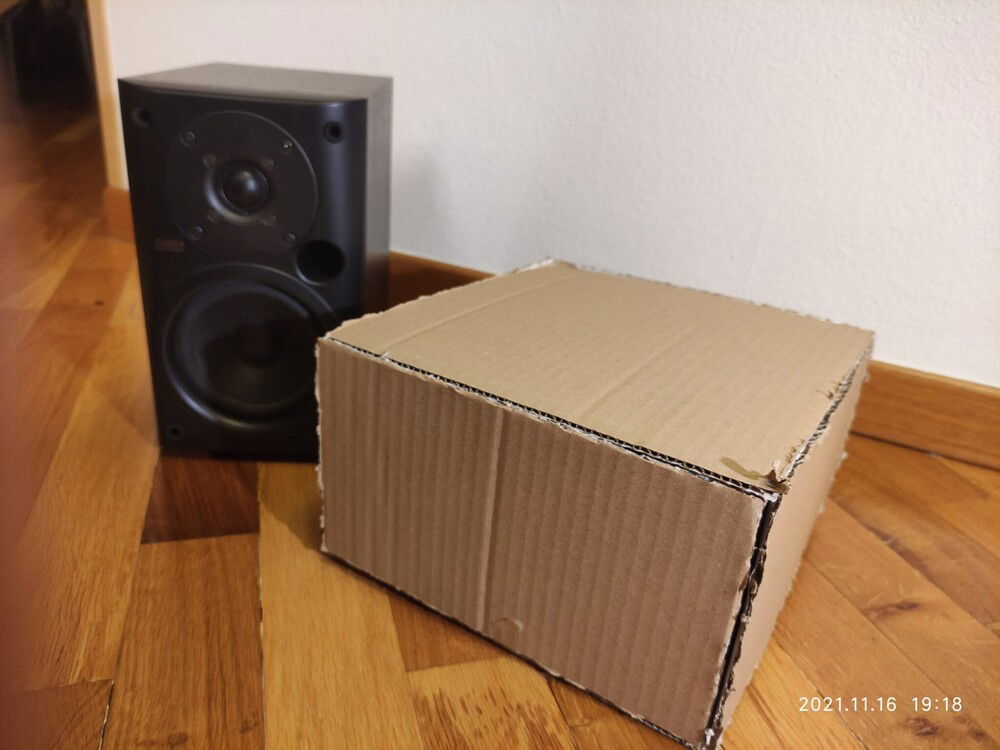 Made a cardboard mockup, speaker for scale