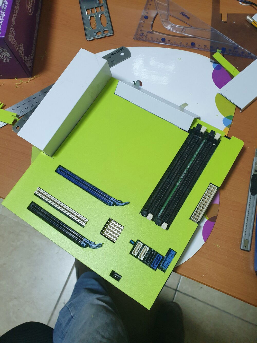 Design ideas for the board armour... using PVC trunking and hard plastic folder