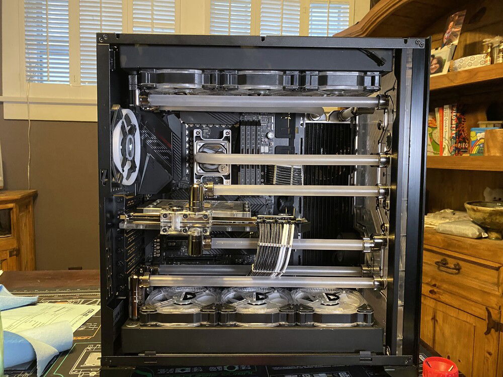 Here's the completed loop with the offset fitting installed. I've already done a leak test hence the moisture.